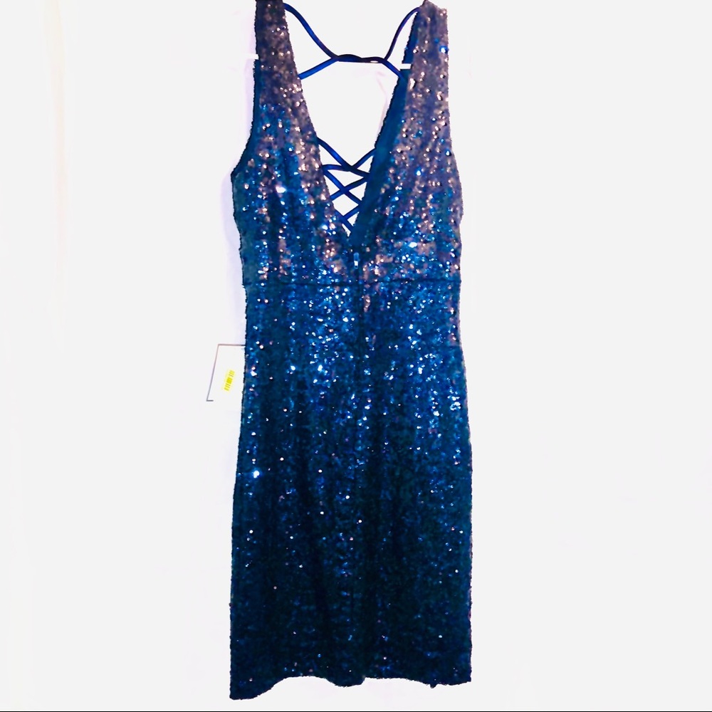 NWT Blue Sequin New Years Eve Party Dress- Small